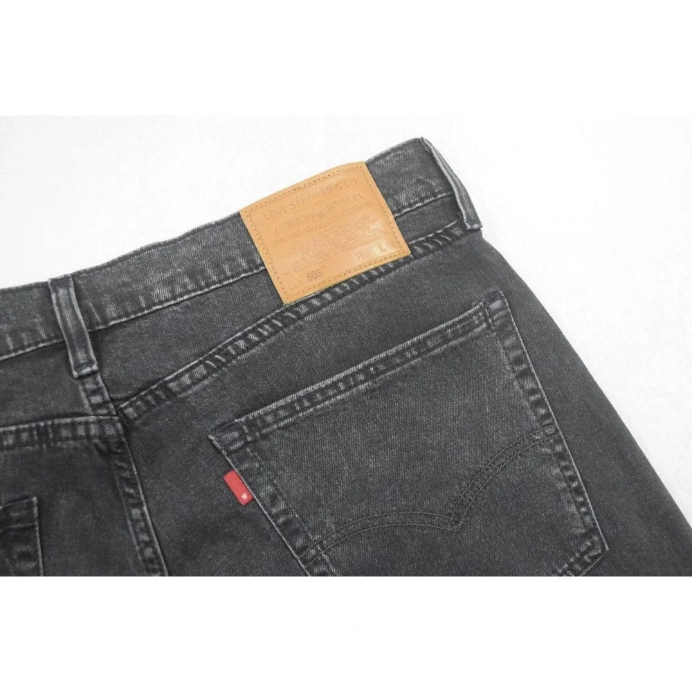 Levi's 505 Regular Fit Straight Leg Stretch Black Denim Jeans Mens Size 36 x 31*